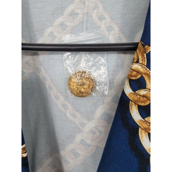Linea Louis Dell' Olio Size Large Womens Jacket Blue Chain Print Blazer NWOT - Picture 4 of 6